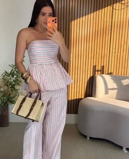 Conjunto listrado rosa